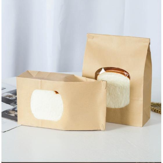 50pcs Kraft Paper Bakery Bags With Window Tin Tie Lock Perfect For Cookies & Coffee High-Quality Kitchen & Restaurant Supplies