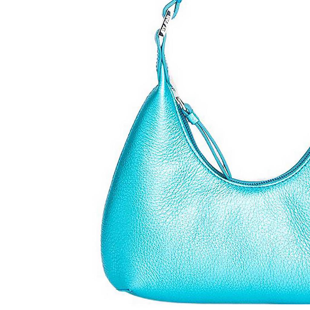 By Far Baby Amber Metallic Effect Hardware Zipper Closure Leather Underarm Bag Women Handbags Blue 22FWBASAQAMEGSMA