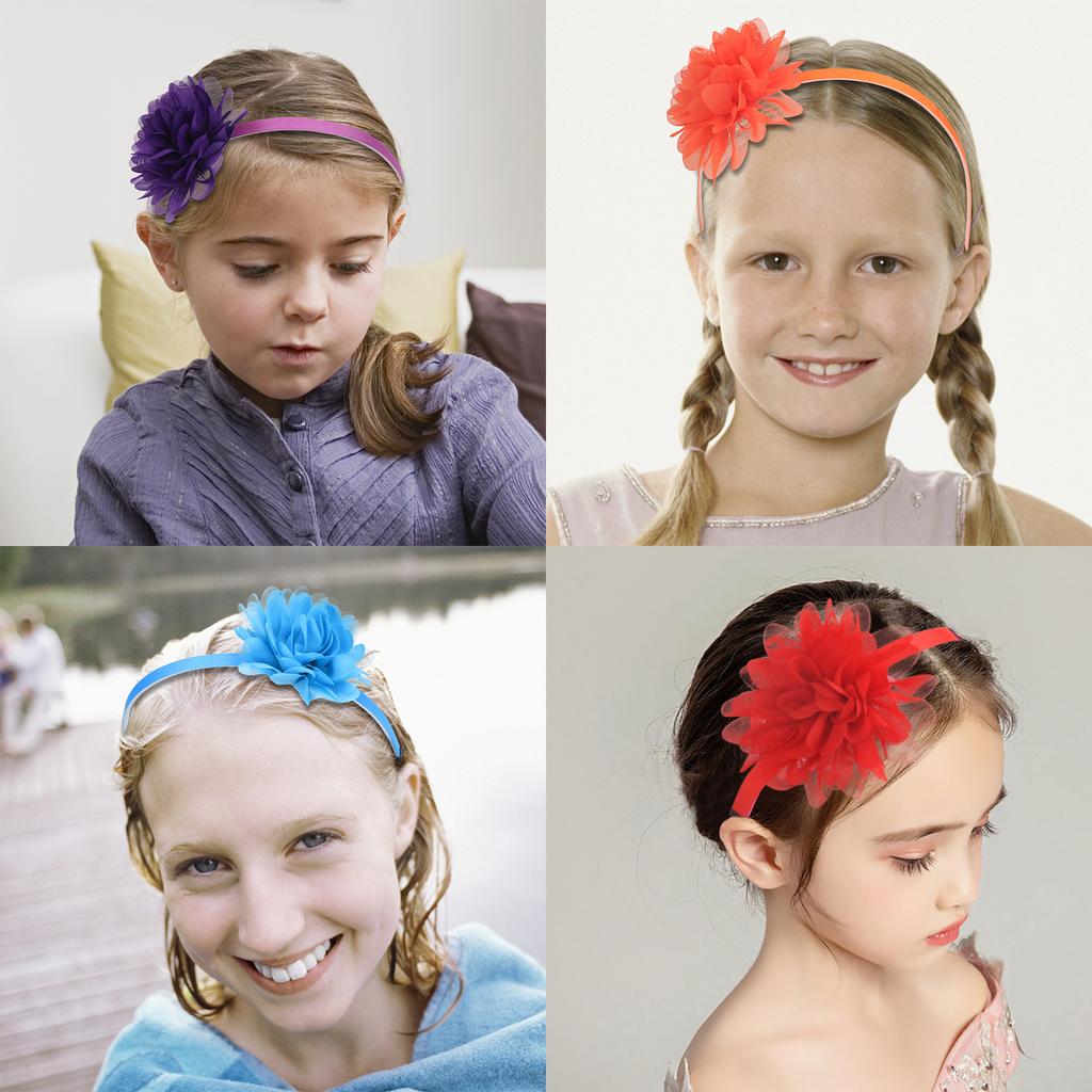 1PC Chiffon Flower Headbands Kids Girls Plastic Teeth Hairbands Floral Headband Children Girls Fashion Hair Aceessories