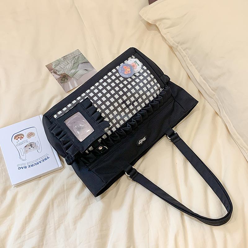 Japanese Girl Style Versatile Transparent One Shoulder Student Bag Small Fresh Pain Bag Large Capacity Student Style Class Bag