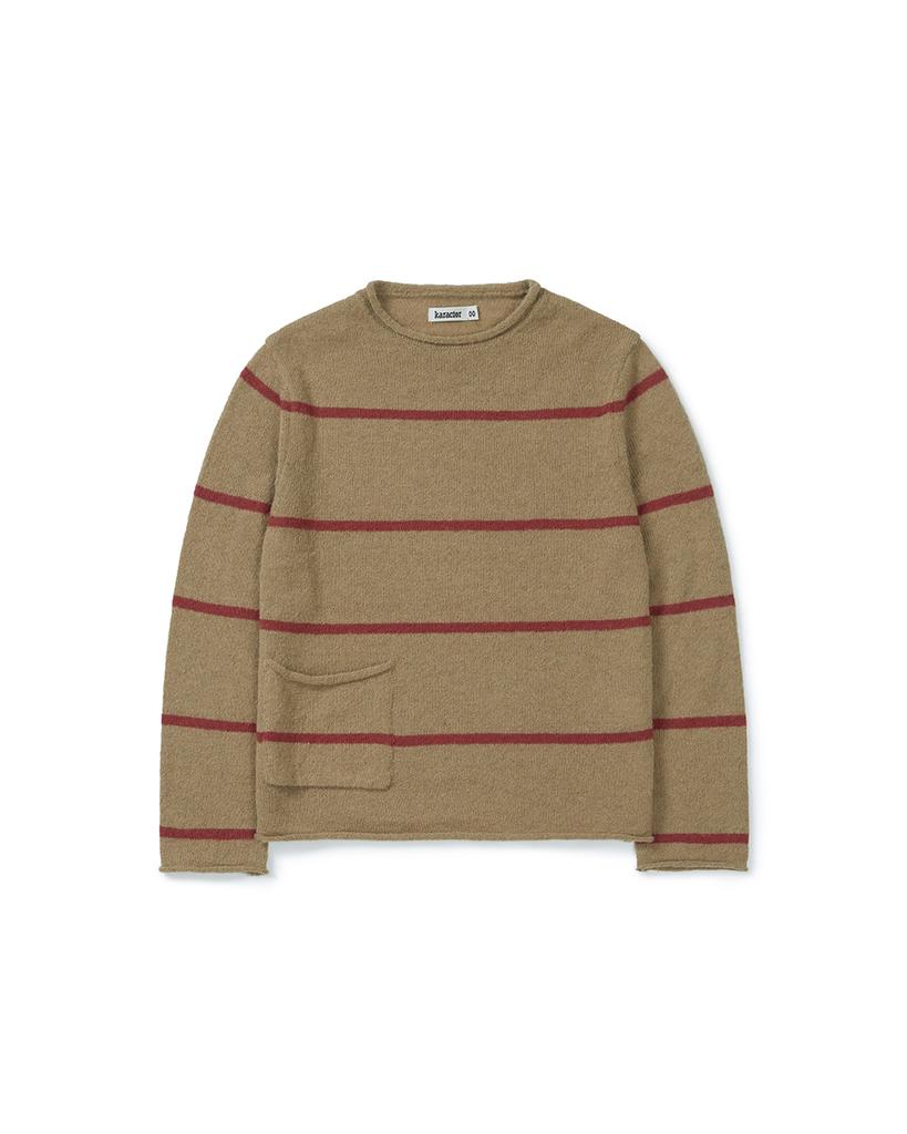 Kalagteo Roll-Up Stripe Pocket Knit / Beige