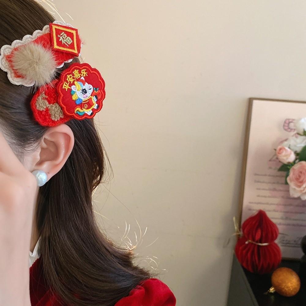 Embroidery Japanese Kimono Headwear Hair Clip New Year Red Hairpin Women/Kids
