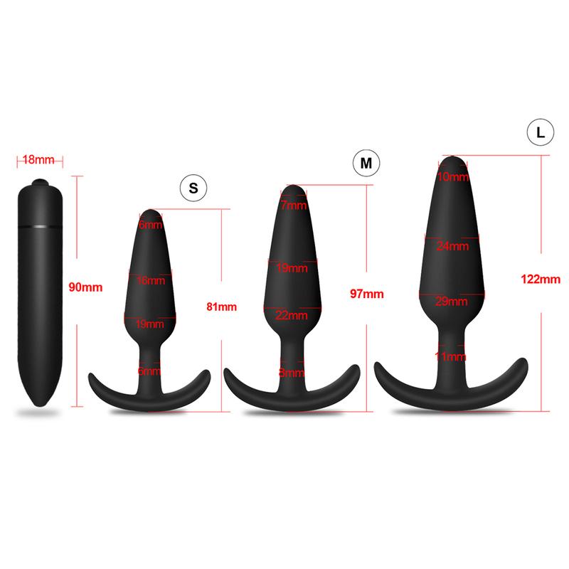 3 Sizes Anal Plug Soft Silicone Butt Plug Bullet Vibrator Stimulator Adult Sex Toys for Men/Women Anal Prostate Massager for Gay