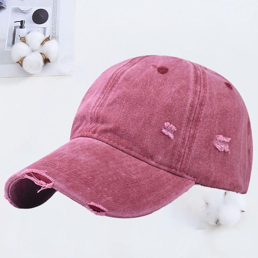 Adjustable Peaked Cap Broken Hole Sunscreen Hats Fashion Baseball Hats  Man Women Outdoor Sports