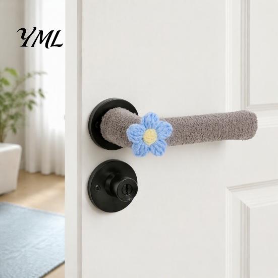 Anti-Collision Door Knob Cover 2/4Pcs Flower Handle Cover, Anti-collision Protector, Anti-Static Anti-Freeze Lever Sleeve for Home Office Bedroom