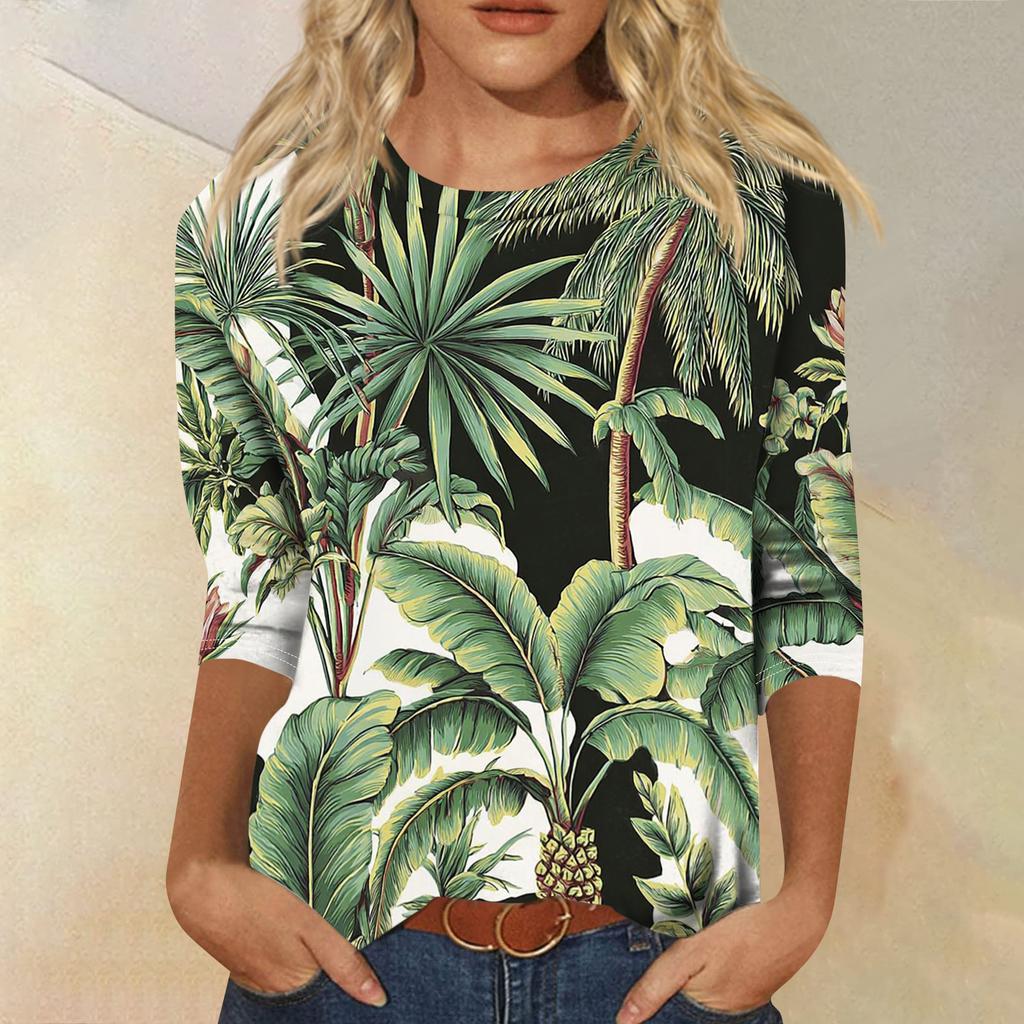 Womens Spring Tops Summer Shirts for Women Casual Crewneck Printed Blouse Womens Summer Shirts Loose Fit Lightweight Style