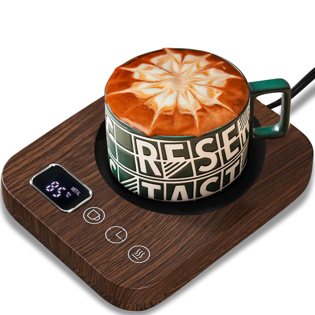 [Stay Warm] Cup Warmer, Coffee Warmer with Gravity Sensor, Cup Heater, and Coaster, Temperature Control (85°C), Timer, Mug Warmer, Desk-Mounted,