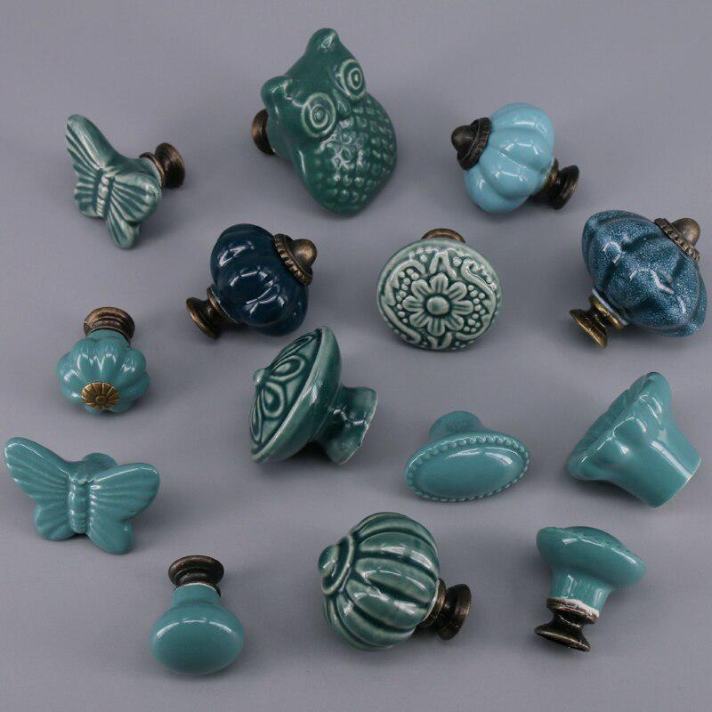 2PCS Special Color Ceramic Wardrobe Drawer Pull Handle Furniture Knob Hardware Europe Cabinet Cupboard Handles Drawer Pull