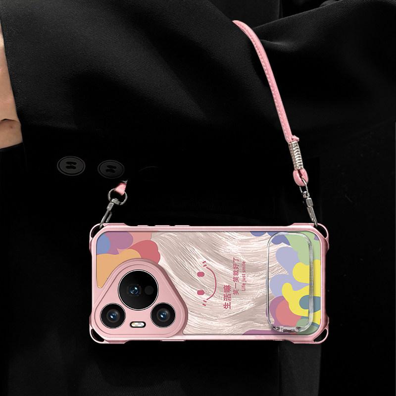 Smiley face is suitable for Huawei p80Pro mobile phone case p90 protective case p70 lanyard P60 mirror p50 new bracket case