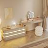Elegant Solid Wood Vanity Table with Integrated Mirror and Drawers for Bedroom