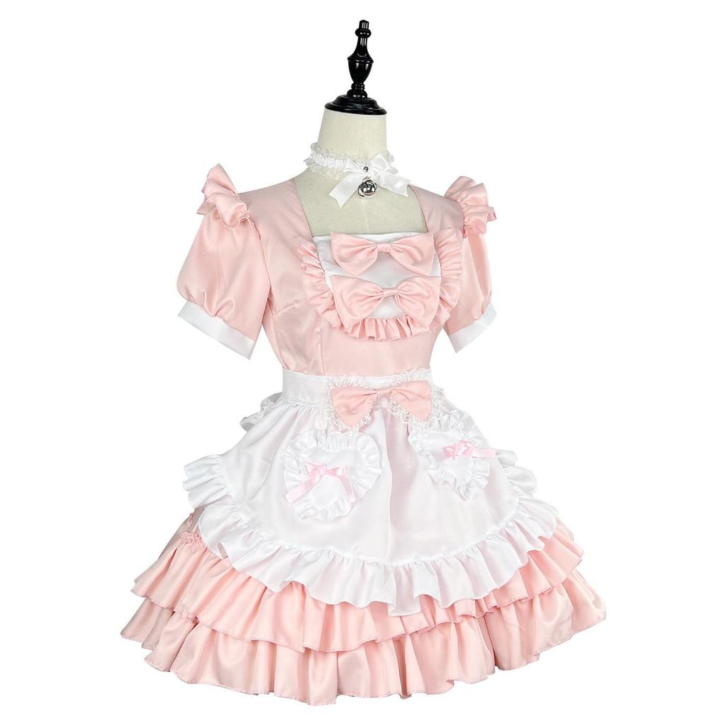 Japanese Soft Girl Pink Maid Dress Set - Pure & Lovely Cosplay Uniform