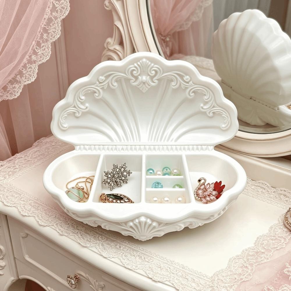Vintage Shell-Shaped Jewelry Tray 3D Printed Desktop Storage Box Decorative Gift Box Table Decor