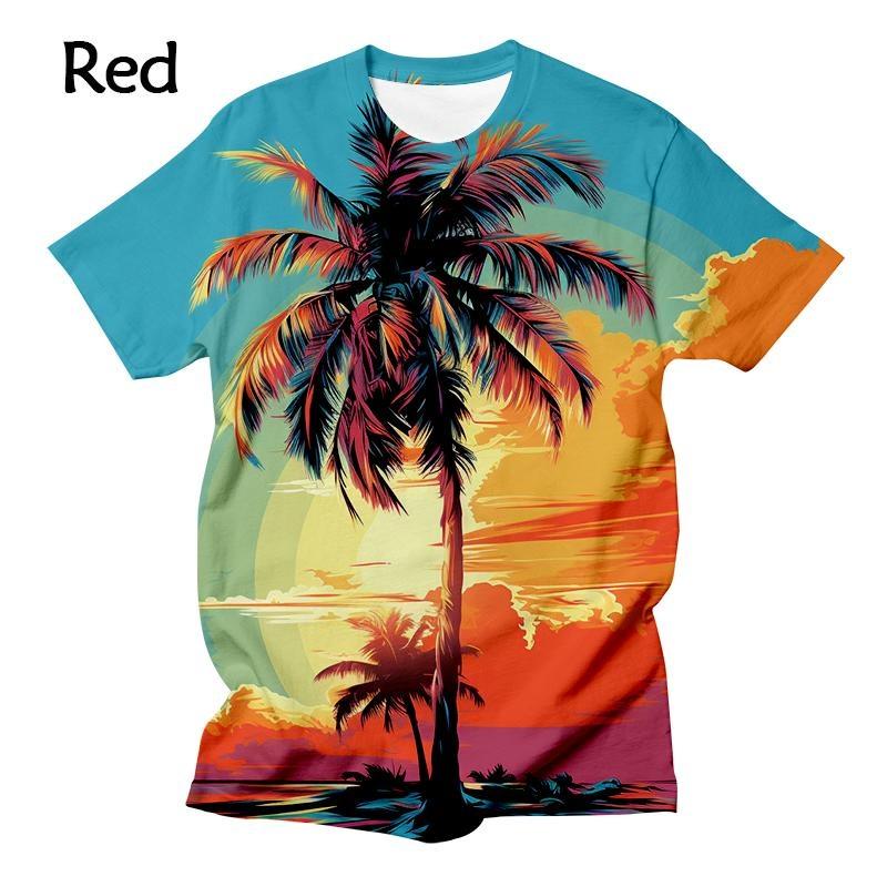 New Palm Tree Sunset Graphic Men's/women's Fashion 3D T-shirt Comfortable and Breathable Shirt Casual Funny Men's Summer Tees
