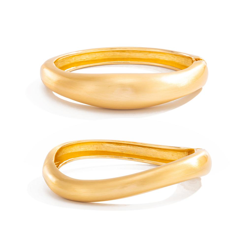Punk Style Metal Texture Matte Bracelet, Fashion Style Irregular Glossy Spring Buckle Bracelet