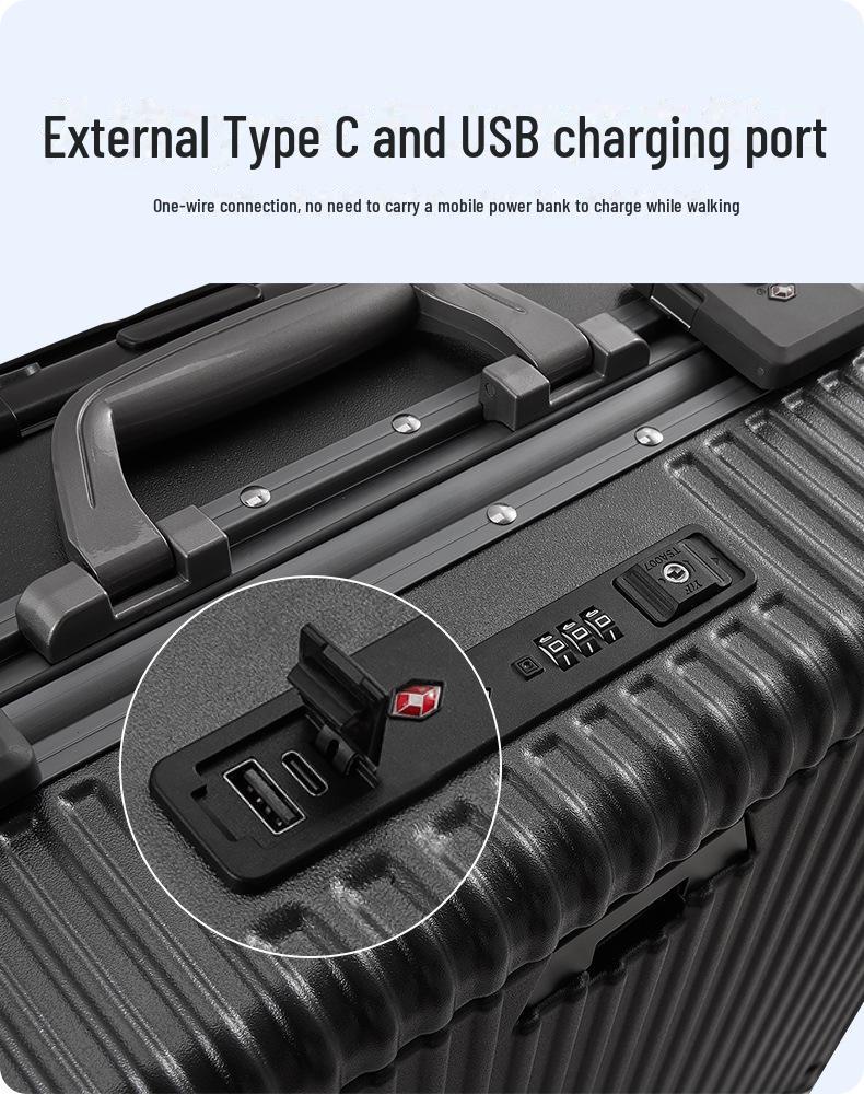 Multi-Purpose Business Trolley Suitcase with Laptop Compartment and Cup Holder