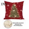 Cozy Red Holiday Accent Pillows Christmas Throw Pillow Covers, Poinsettia Reindeer Pine Branch Decorative for Bay Window Cushion Cases, Xmas