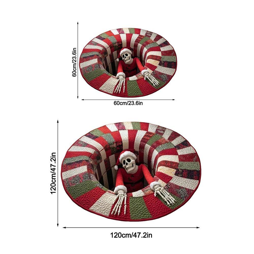 Crystal Velvet Christmas Round Carpet Red 3D Special-shaped Christmas Tree Base Mat Atmosphere Decoration Anti-Slip
