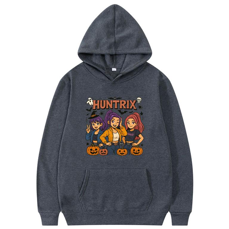 

Фильм Kpop Охотники на демонов Руми Мира Зои Толстовка Мужская Женская Удобная Модная Хэллоуин Винтажная Оверсайз Крутая Толстовка 3XL темно серый