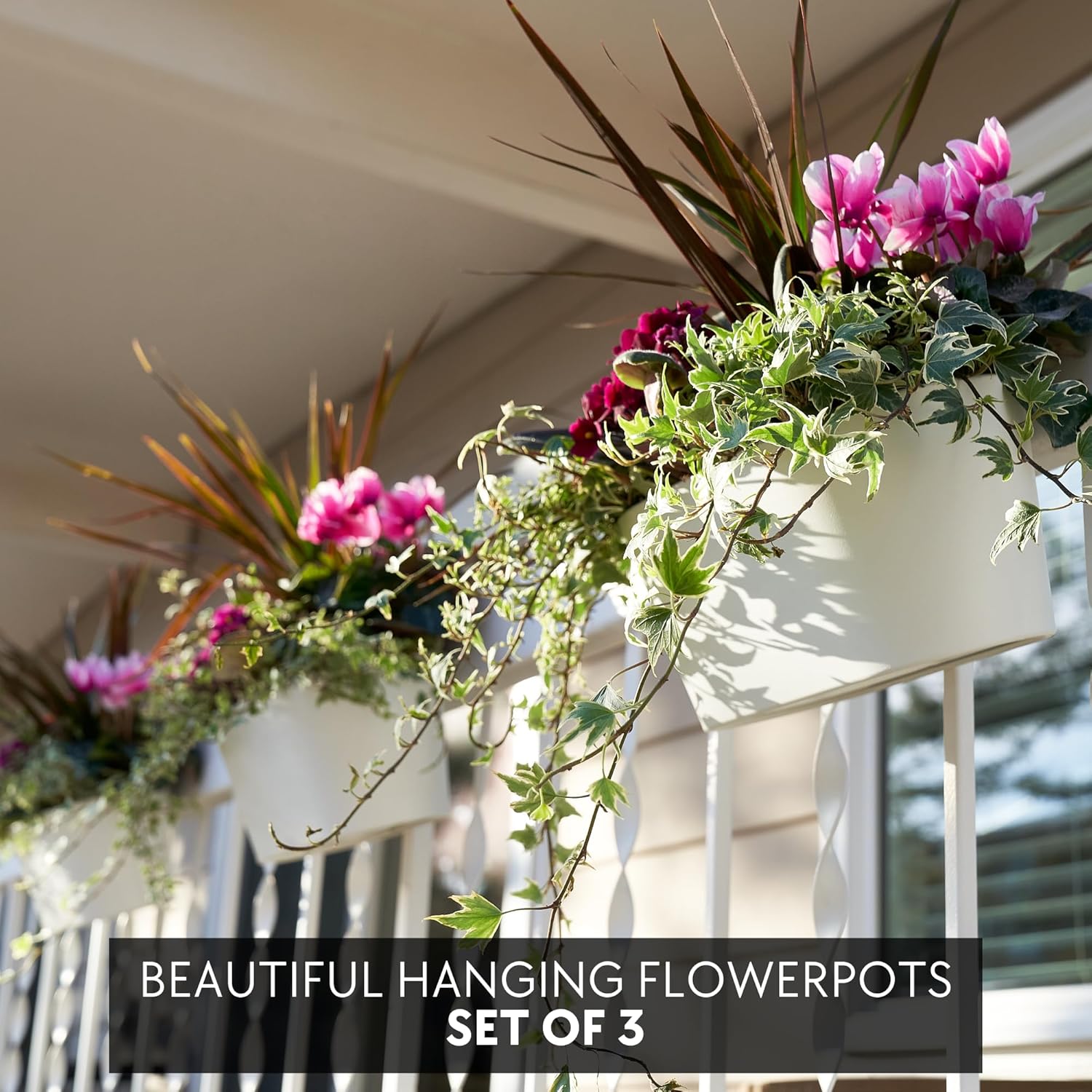 

Flower Pots for Outside Railing Or Fence - Stylish Set of 3 Outdoor Planters For Any Balcony, Porch or Deck - United States