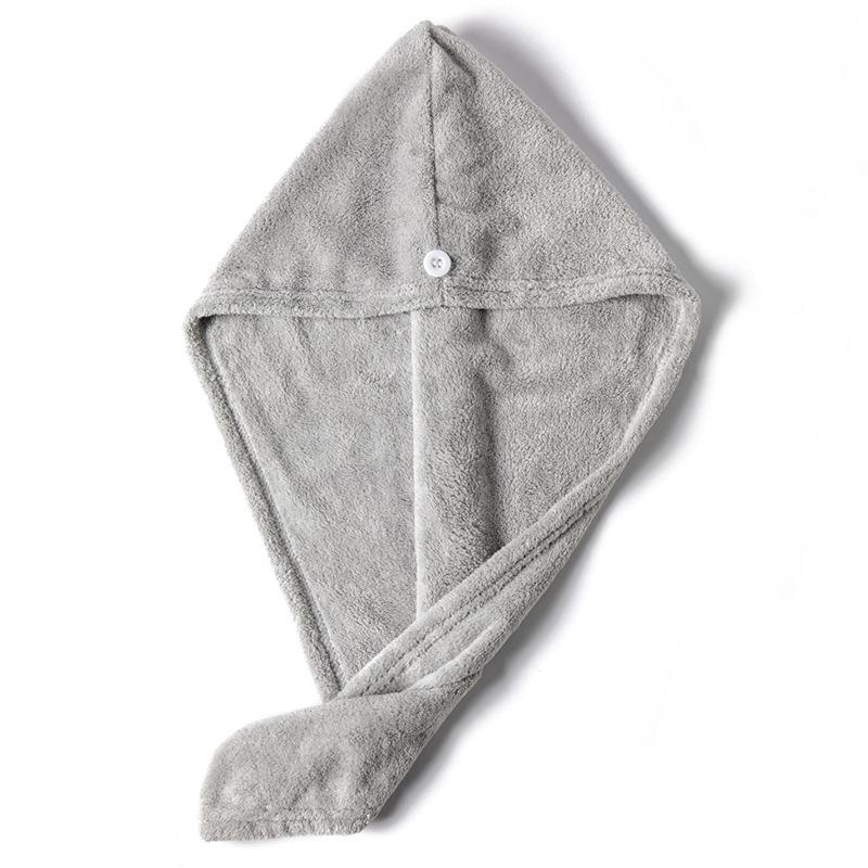 Solid Color Quick-Drying Coral Fleece Hair Towel Cap with Absorbent Properties and Label Packaging
