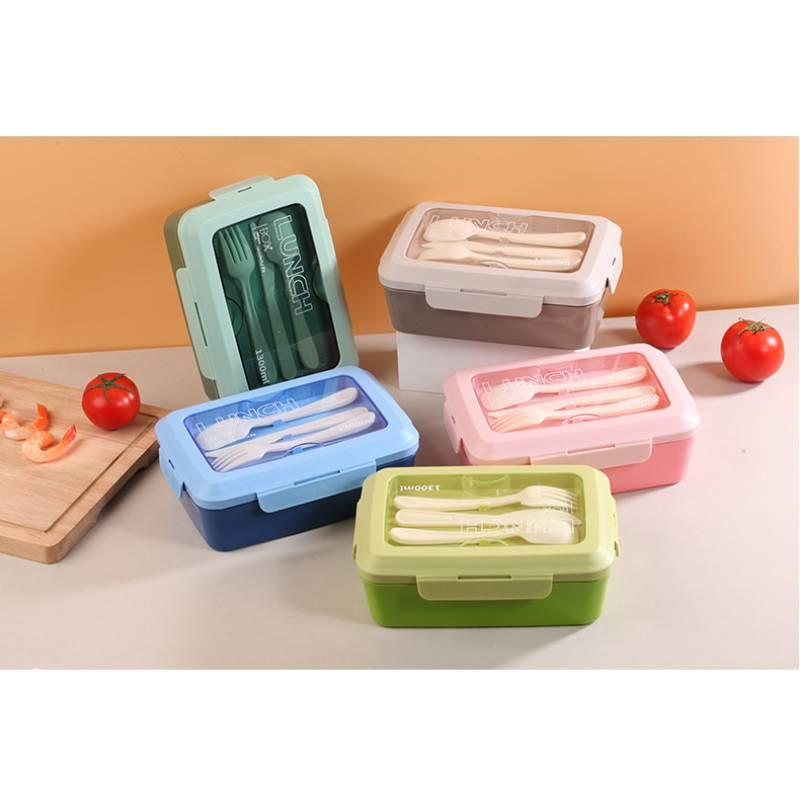 Dreifach-Bento-Box Mikrowellengeeignet Tragbarer Lunchbehälter Mit Besteck Für Erwachsene Schüler Büro Schule Zuhause