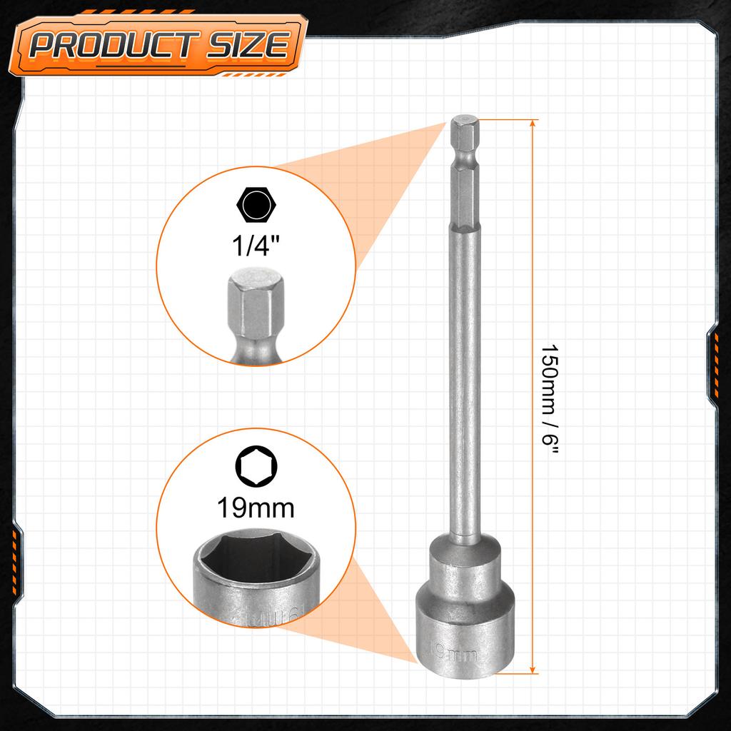 3/5pcs Nut Driver Drill Bit 5.5mm-18mm Metric Impact Socket 1/4" Hex Shank 6" Extra Long Magnetic 6-Point Sockets Bolt Setter