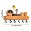 Wooden Key Hook Rack 6 Hooks Sundries Storage Shelf Coat Rack  Kitchen Bathroom Bedroom