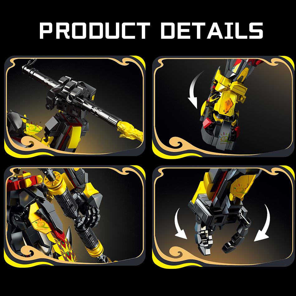 HUIQIBAO Black Myth Wukong Mech Model Building blocks DIY Destiny Man Armor Robot Set Decorative ornaments Bricks Toys for Adult