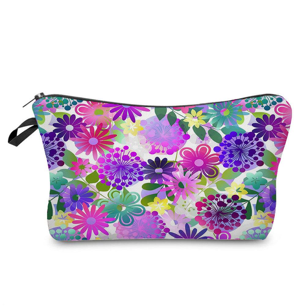 Women Flower Print Cosmetic Bag Toiletries Organize Travel Storage Case 6762 KTB