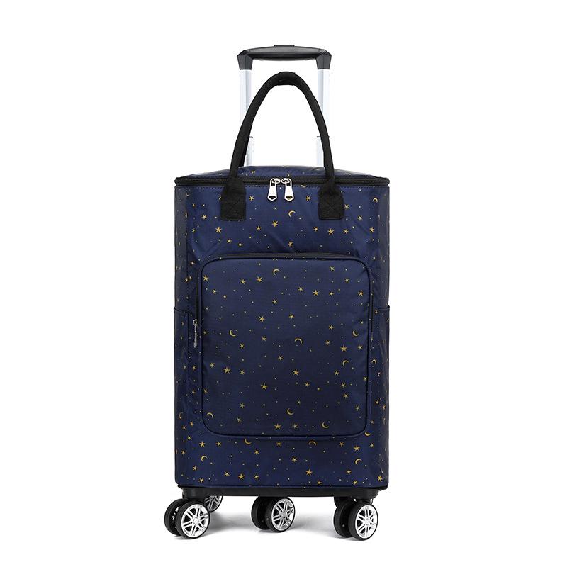Portable Small Trolley Cart with Universal Wheels and Insulated Shopping Bag