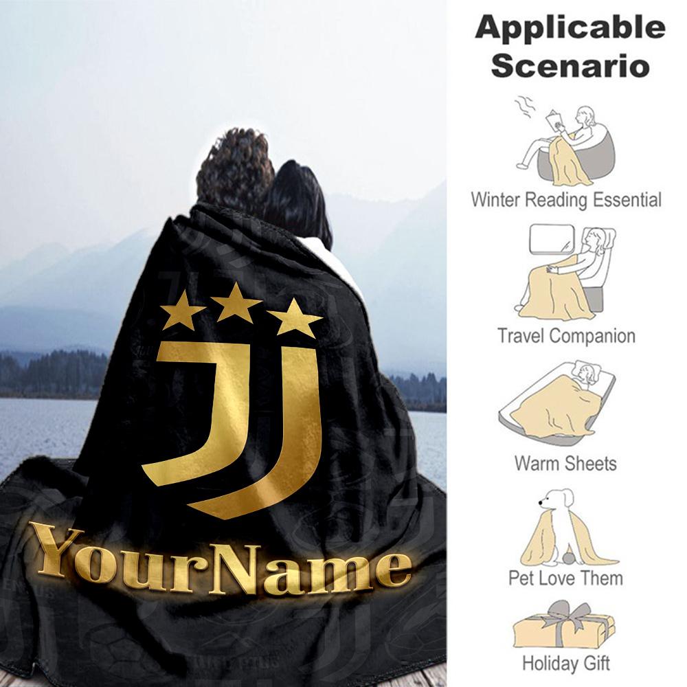 Juventus Personalized Name Blanket Throw Personalized Blanket Comfortable Versatile for Office Chair Nap Bed Sofa Ideal for All Seasons