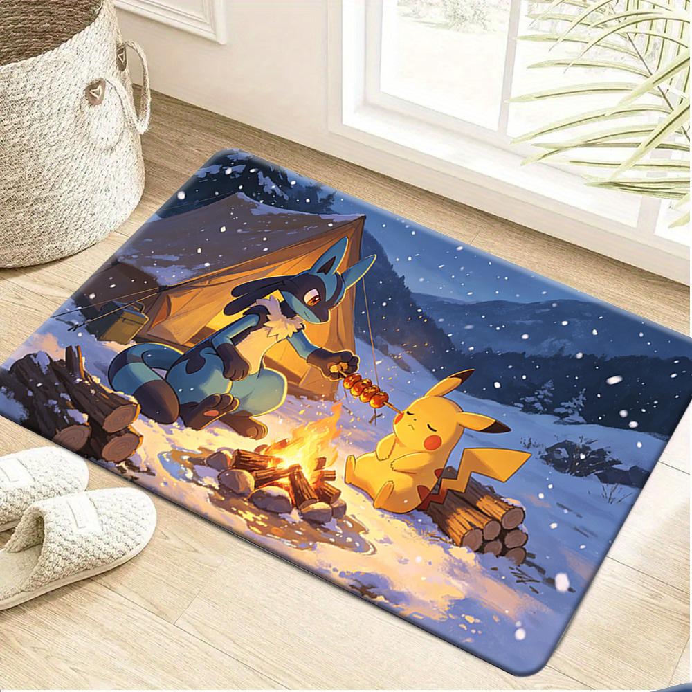 Ash Ketchum and Pikachu City Lightning Print Non-Slip Doormat Soft Floor Mat