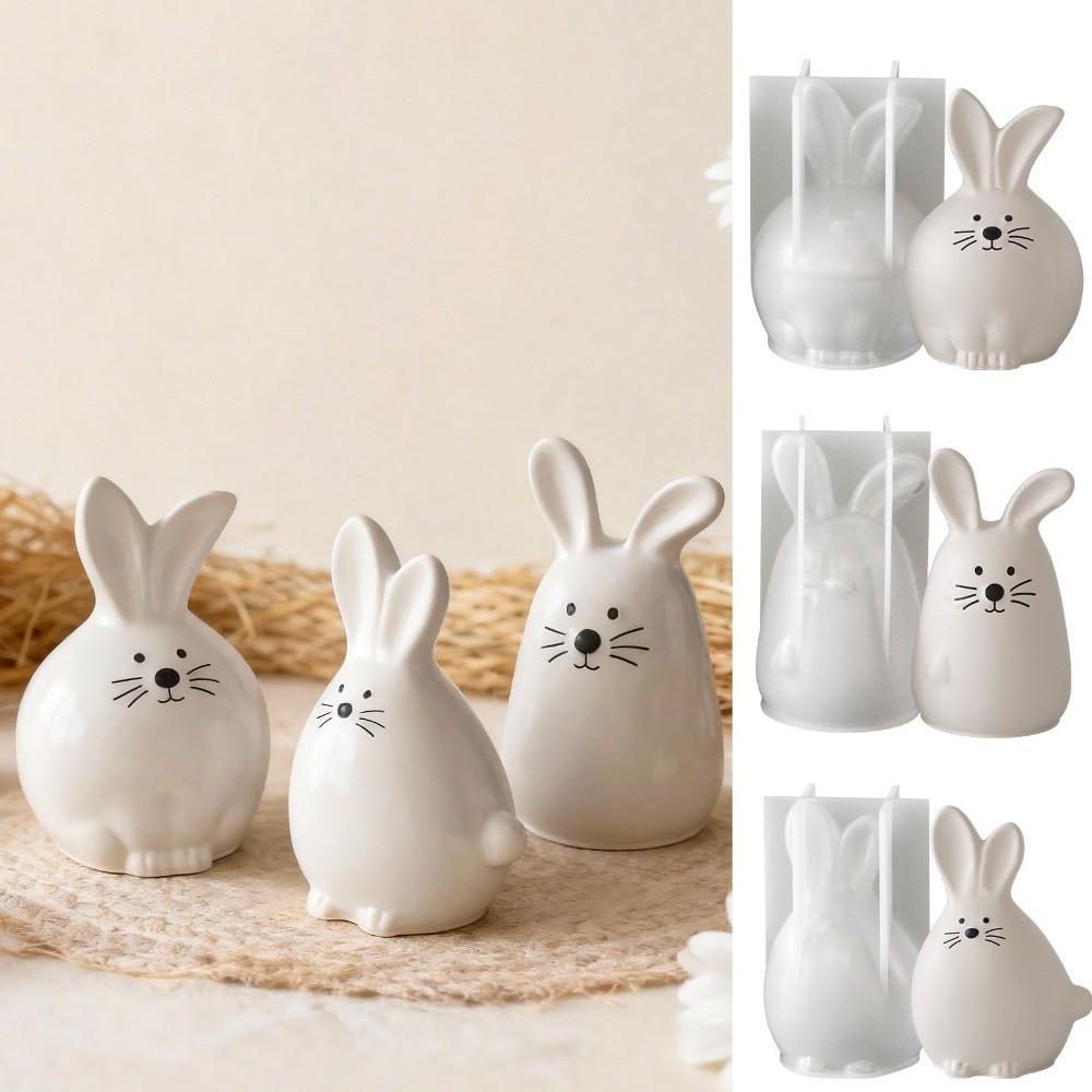 Cute Easter Bunny Silicone Mold DIY Crafts Non-Stick 3D Rabbit Mold Reusable Flexible Soap Making Mold Offices Decor