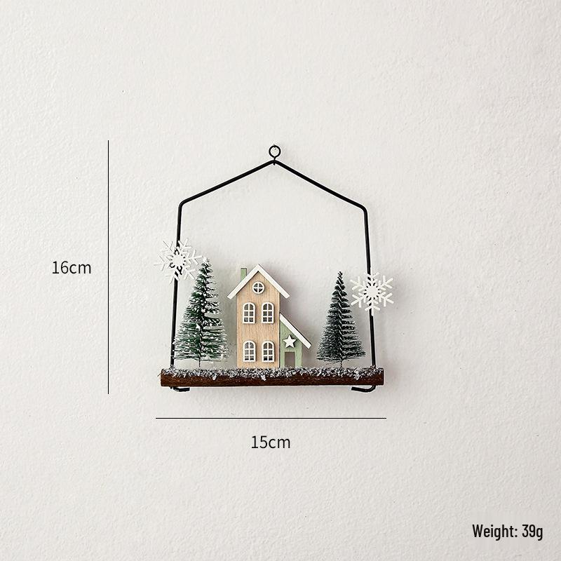 NUCHI Nordic Wooden Christmas House Tree Decoration Pendant