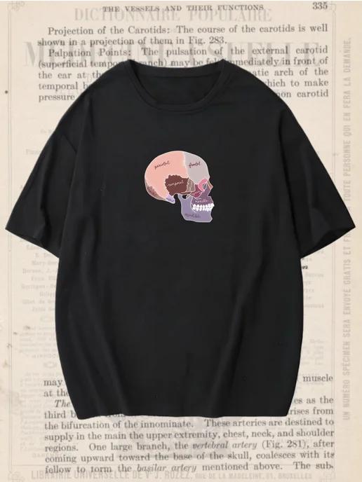 Oversized T-shirt with human anatomy print S