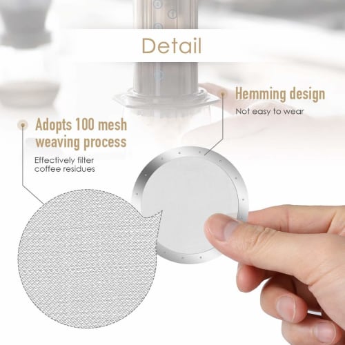 Bumdenuu 3-Pack Metal Reusable Coffee Filter Mesh for Aeropress Coffee Makers and Espresso Makers, Silver