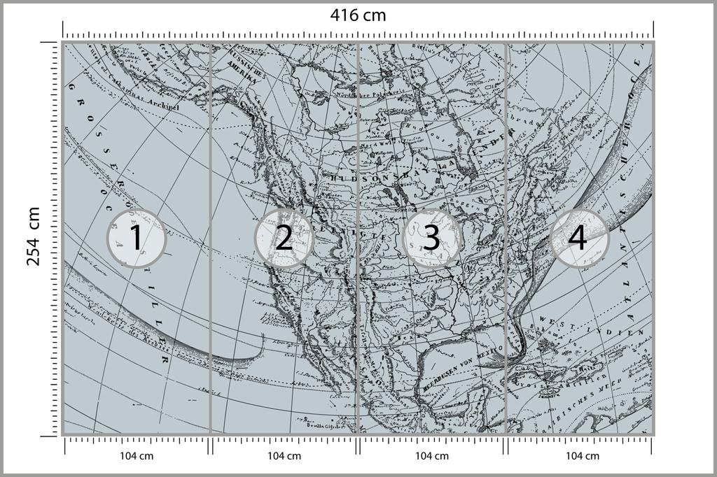 Photomural Old Map Washable Fleece 416x254