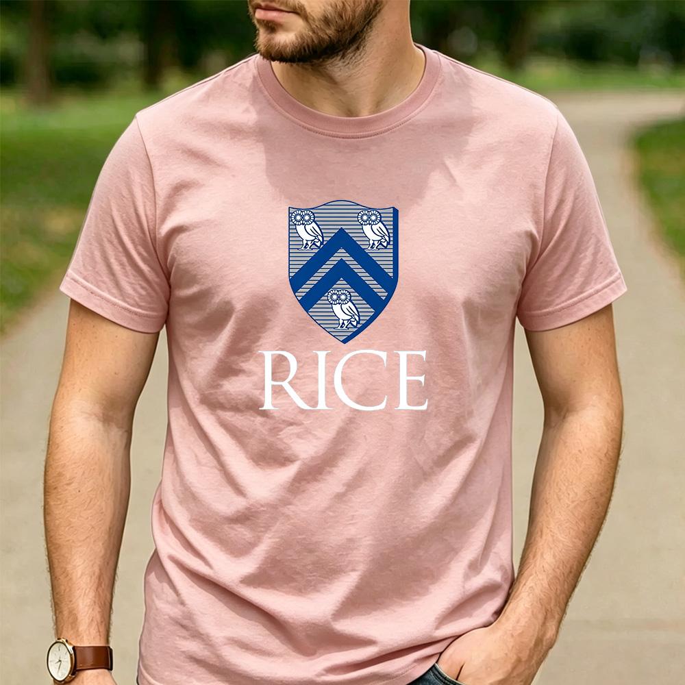 Vintage Rice University Houston Owl Shield Crest Aesthetic Graphic T Shirt Unisex Crew Neck Short Sleeve Alumni Gift Top