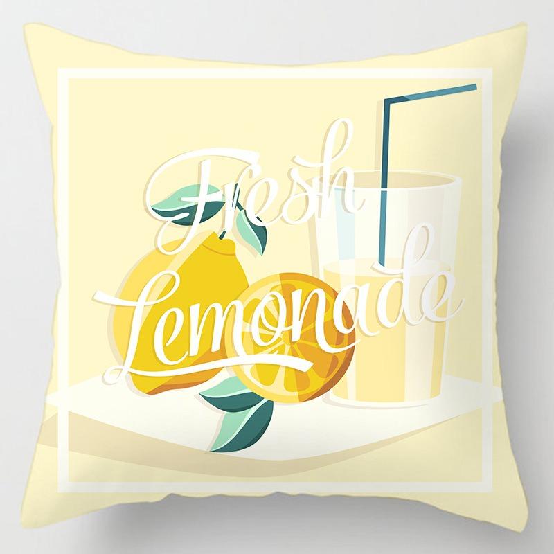 Zitronenfrucht-Muster Kissenbezug mit Kurzplüsch-Druck für Wohnzimmer-Sofa Dekoration Kissenbezüge Kissenbezüge