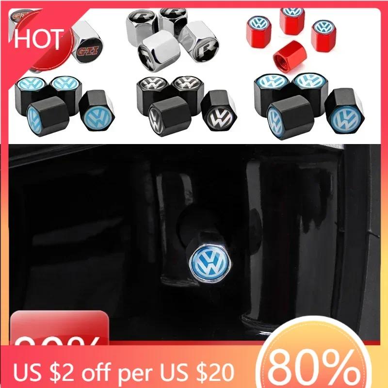 New New 4pcs Car Wheel Tires Valve Caps Tyre Dust Covers For Volkswagen GTI Passat Touareg Tiguan Golf Bora Jetta CC Beetle P