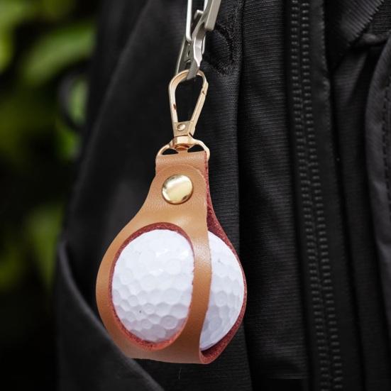 Golf Ball Bag with Clip Cling to Pants Hoop Faux Leather Anti-slip Portable Golf Ball Holder Metal Buckle Golf Organizer Golf Ball Carrier