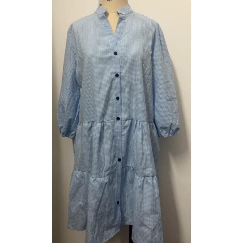 Fashion V Neck Loose Casual Plaid Summer Dress Elegant Single Breasted Ruffled Simple A-line Party Shirt Dresses Office Short Sleeve Clothing