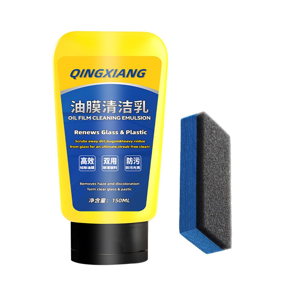 

150 мл средство для очистки масляной пленки на стекле автомобиля, паста для удаления покрытия со стекла, водостойкий антибликовый крем для мытья окон с губкой