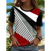 Women's Geometric Striped Casual T-shirt Short Sleeved Round Neck