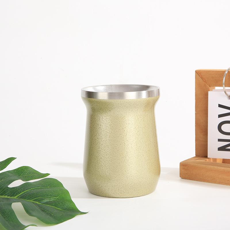 8oz Hammer Paint Yerba Mate Cup Double Wall Vacuum with Special Straw for Yerba Mate Tea 304 Stainless Steel Coffee Cup 240ml коричневый