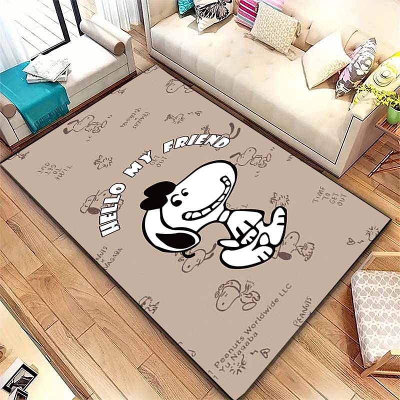 Cute Snoopy print decorative rug, perfect for home, bedroom, bedside, or office use, including swivel chairs.