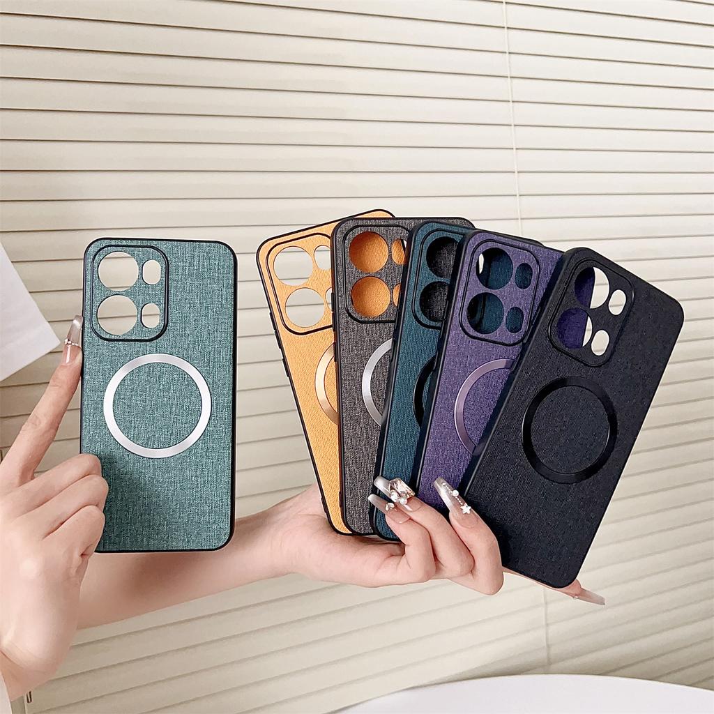 For Oppo Reno13 Pro 5G Case Drop-Proof TPU+Cloth Back Phone Cover Compatible with MagSafe