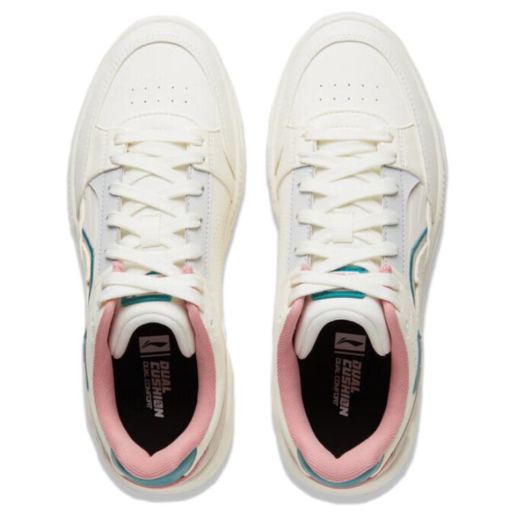 Li Ning Common 80s Soft Rebound Thick Sole Increased Height Comfortable Versatile Non-Slip Wear-Resistant Low-Top Skate Shoes Women Sneaker AGCU040-2