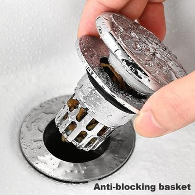 Pop-up-Badewannenstöpsel, 2-in-1, Haarfängersieb mit Messingkern, Badezimmer, einfache Installation, Waschbeckenstöpsel mit Messingkern, Abfluss