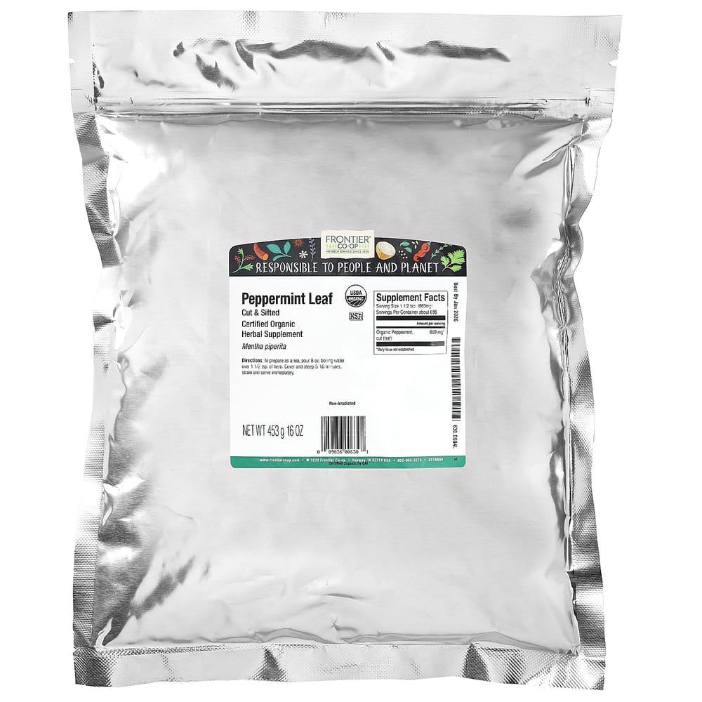 Frontier Natural Products Organic Cut & Sifted Peppermint Leaf, 16 oz (453 g)